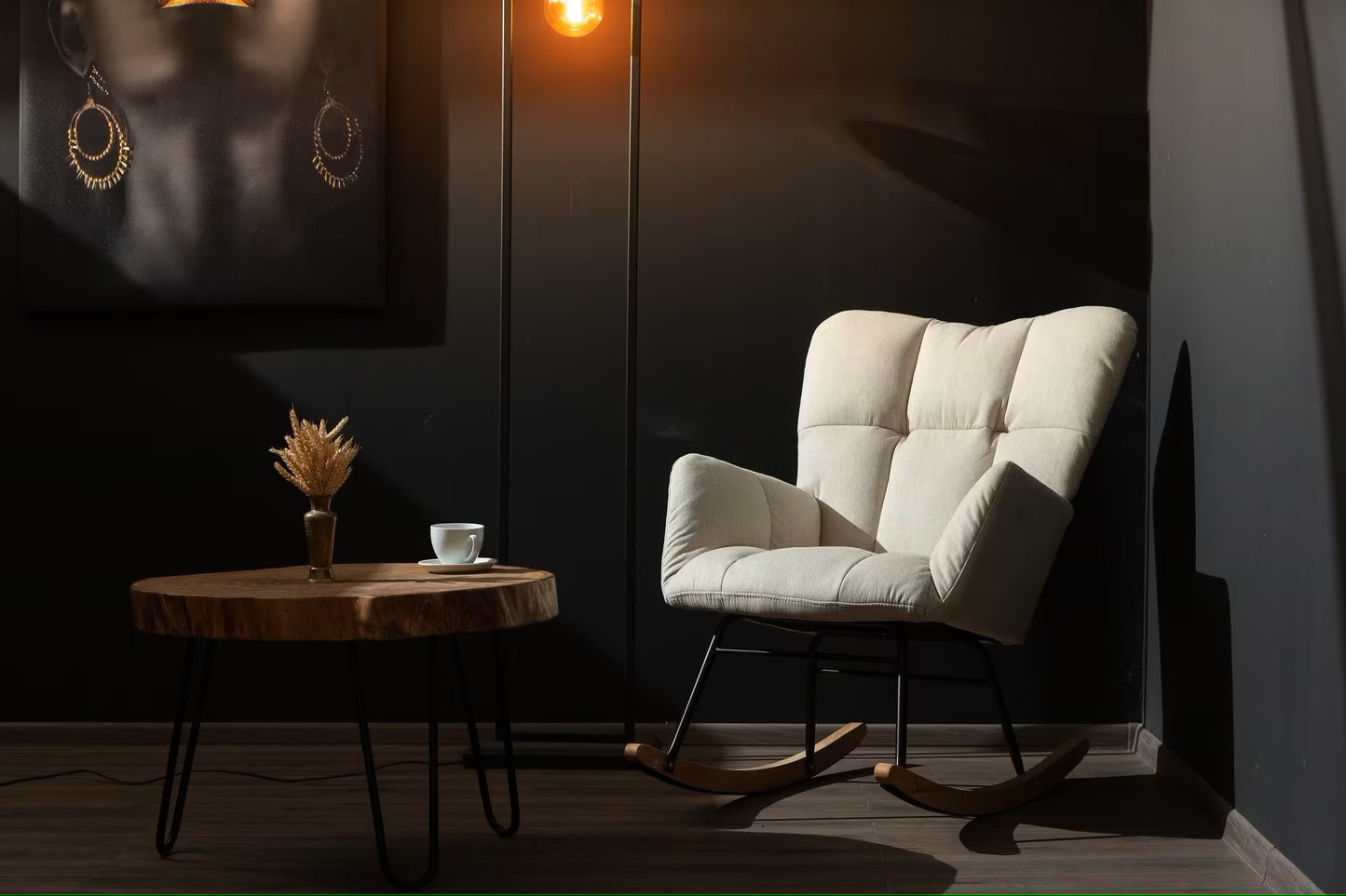 Beige Rocking Armchair