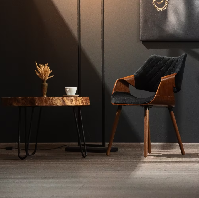 Kos Velvet Chair Grey-Walnut