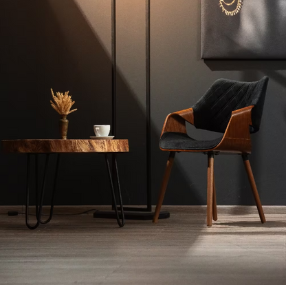 Kos Velvet Chair Grey-Walnut