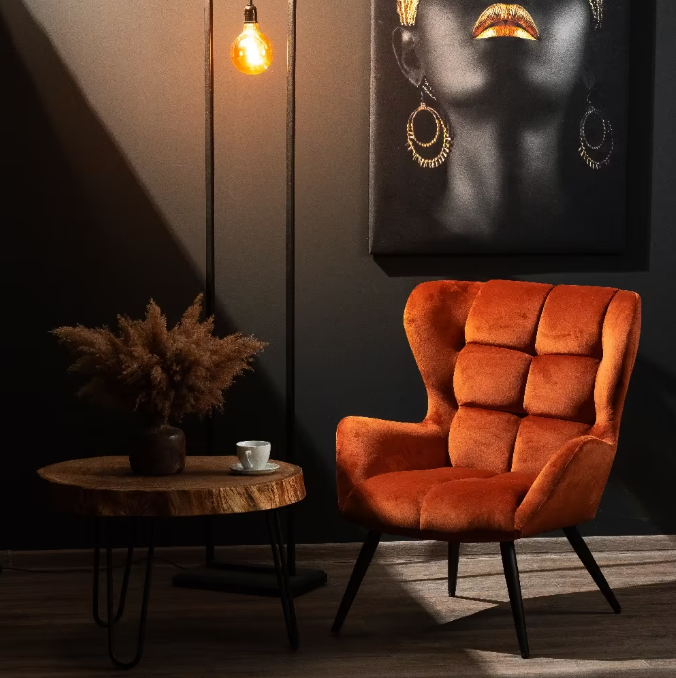 Kiato Velvet Armchair Terracotta