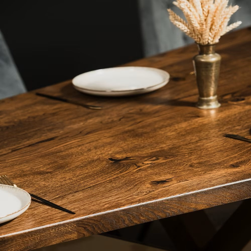 Solid Oak Table Brown Olive