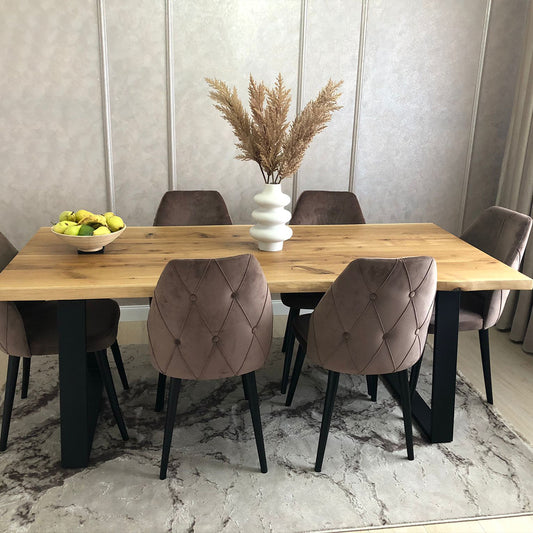 Solid Oak Dining Table "Square D" 10 Seats