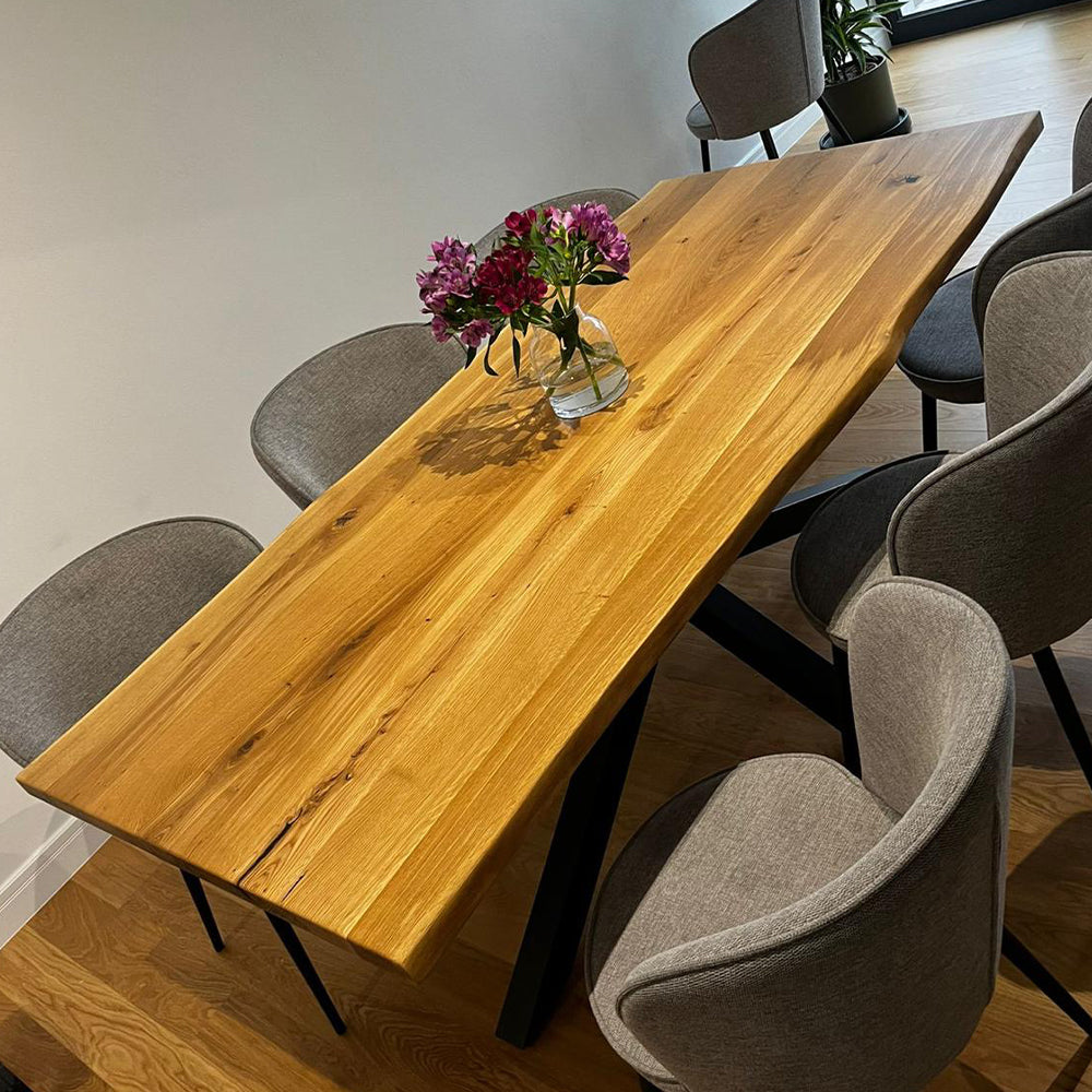 Spider Solid Oak Dining Table 6 Seats - Straight edge (1800mm)