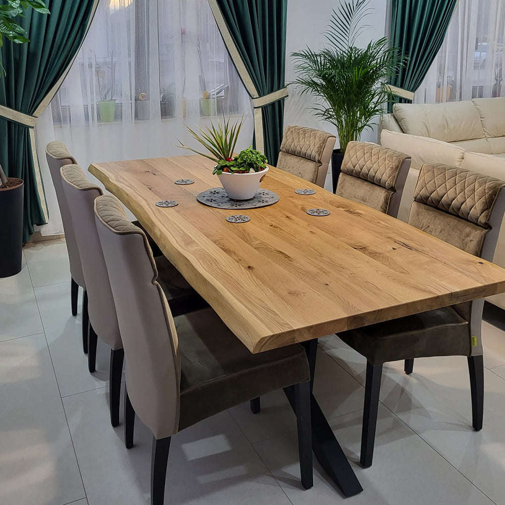 Spider Solid Oak Dining Table 6 Seats - Straight edge (1800mm)